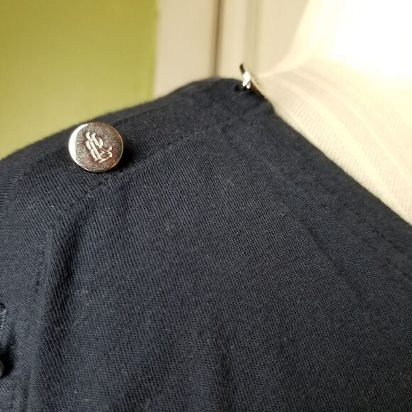 Ralph Lauren Navy Blue Button Accent T Lrg - Picture 2 of 8